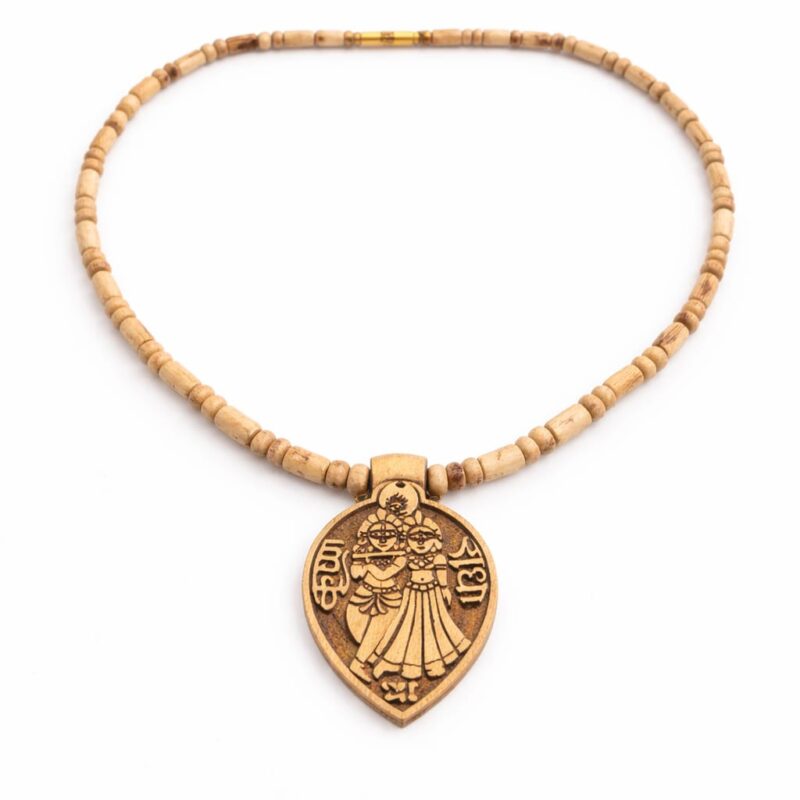 Radha Krishna Tulsi Mala Necklace – Original Natural Tulsi Wood Pendant