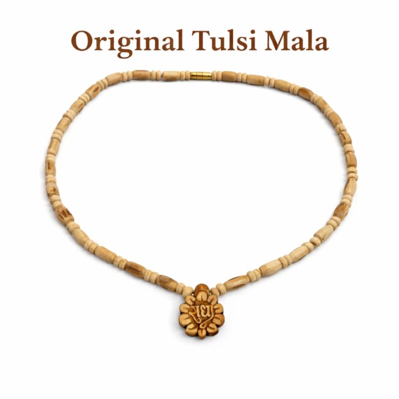 Original Tulsi Mala with Radha Pendant – Natural Tulsi Wood Necklace