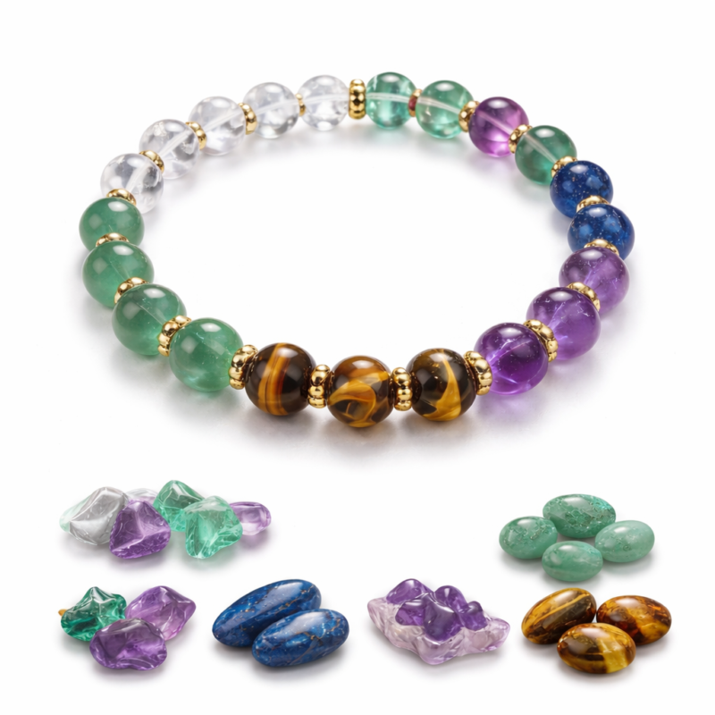 Mathematics Success Bracelet – 24 Natural Crystal Beads for Focus, Memory, Confidence & Academic Growth