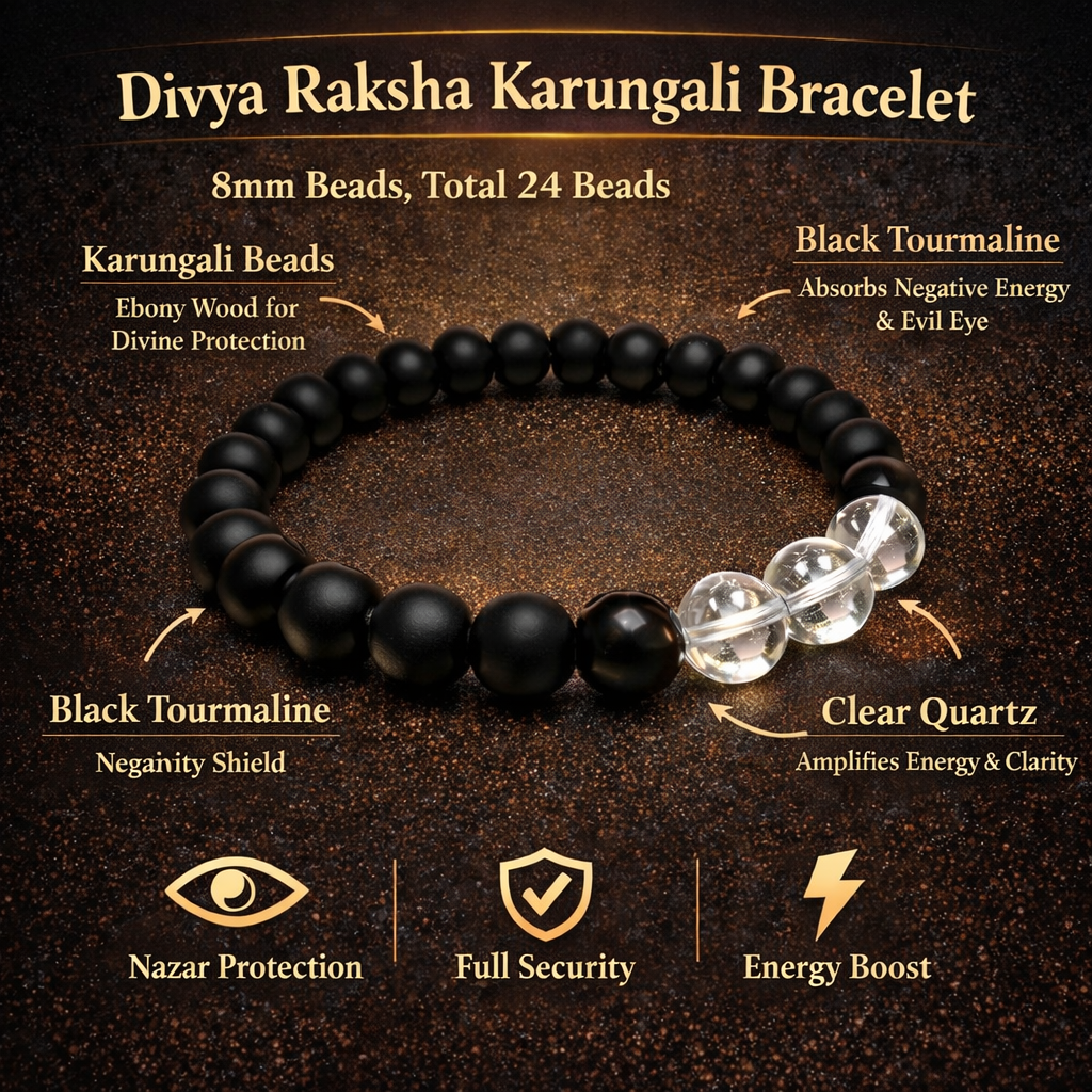 Divya Raksha Karungali bracelet stone combination