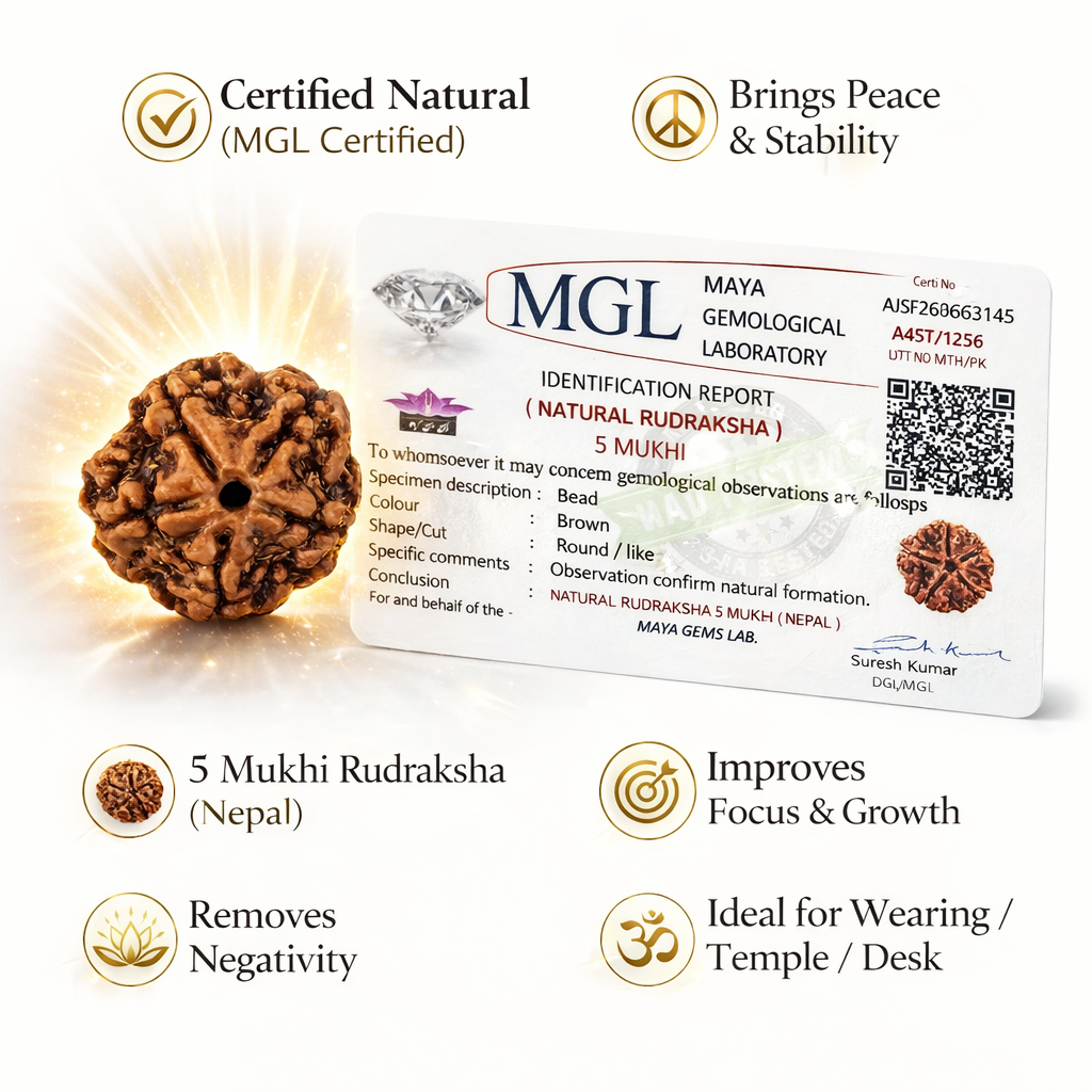 5 Mukhi Rudraksha Nepal – Natural Certified Rudraksha for Puja & Meditation - Image 4