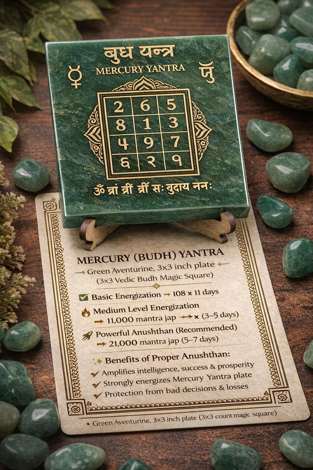Budh Yantra displayed in a traditional home mandir setting