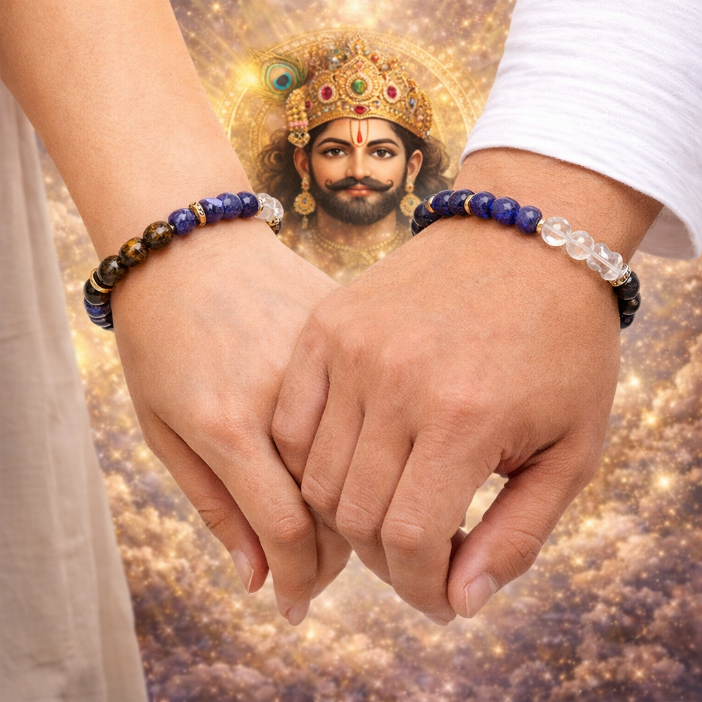 Khatu Shyam gemstone bracelet worn on wrist