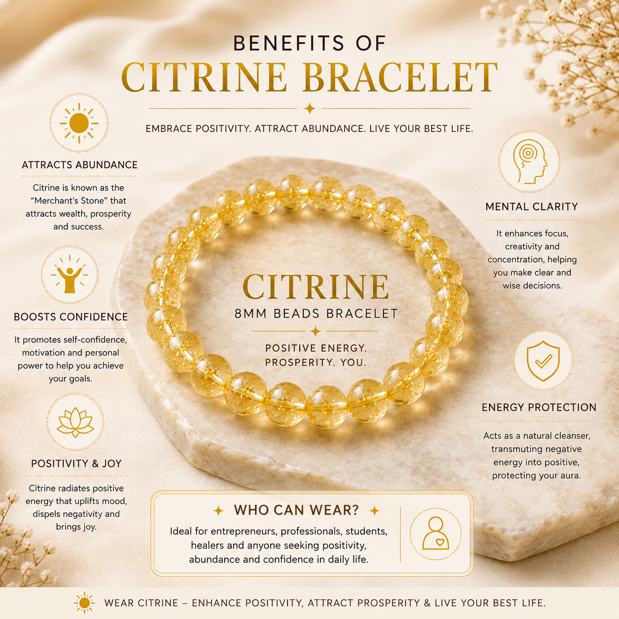 Citrine gemstone bracelet benefits and spiritual jewelry