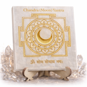 Chandra Yantra with crescent moon and gold-tone sacred geometric design